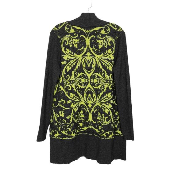 Alberto Makali Cardigan Sweater Long Sz S Green Gray Open Front Shawl Collar - Picture 6 of 10